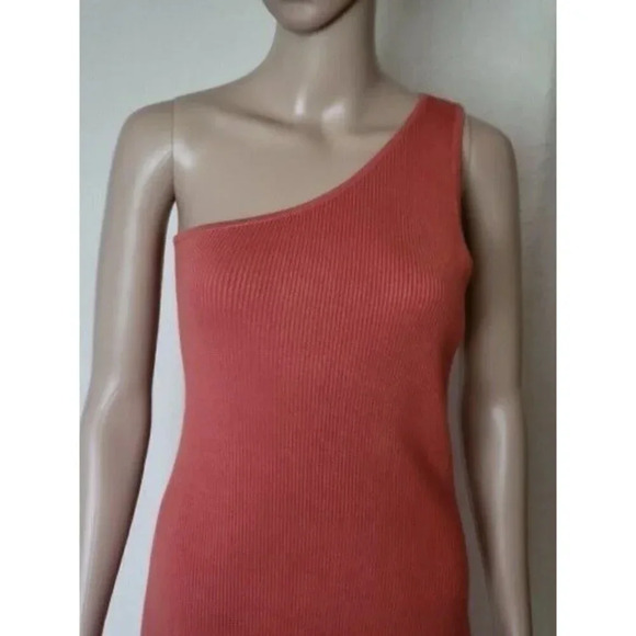 House of Harlow 1960 Ribbed One Shoulder rust orange Midi Dress Size L - Picture 5 of 7